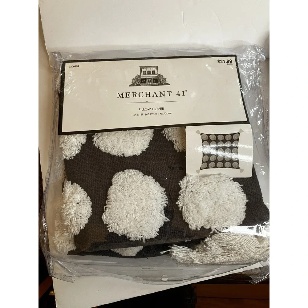 NEW Lot 3 Packs‎ Merchant 41 Pillow Cover Black White polkadots 18
